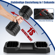 DH FitLife verstellbare Hanteln 3 bis 25 KG mit Abstellbasis für Frauen & Männer Krafttraining, Kurzhanteln Set mit Hantelscheiben platzsparend für Heimtraining, variable Gewichte, 2er Set