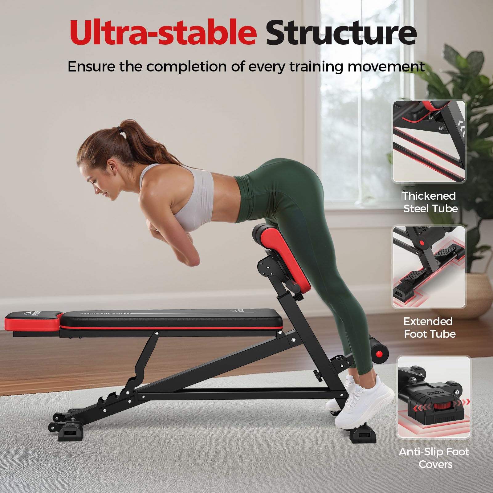 FLYBIRD 4 in 1 Multifunktionale Hantelbank für Ganzkörpertraining, römischer Stuhl, Hantelbank und Sit Up Bank für Hyper Back Extension und Ganzkörpertraining mit Griff